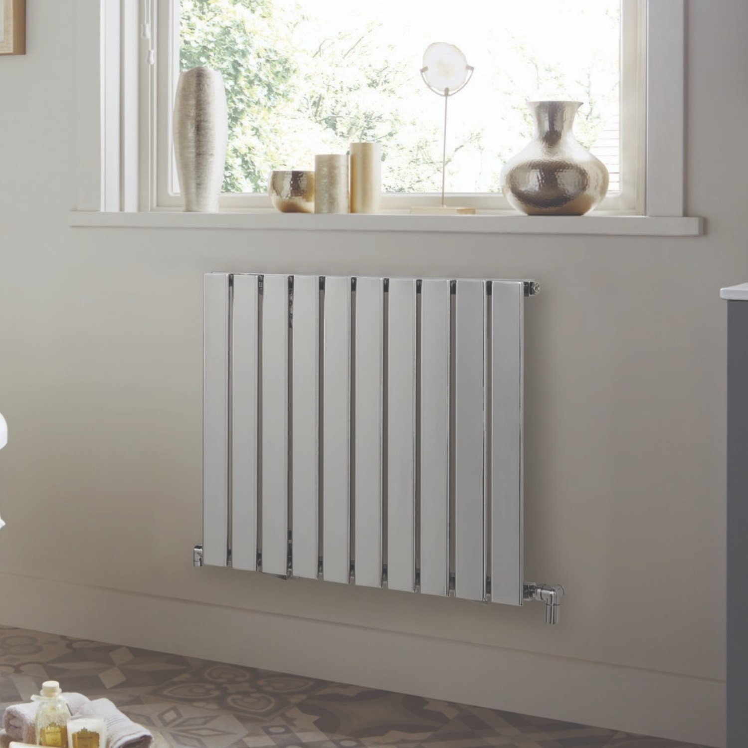 Chrome Vertical Flat Panel Radiator 600 x 790mm - Better Bathrooms