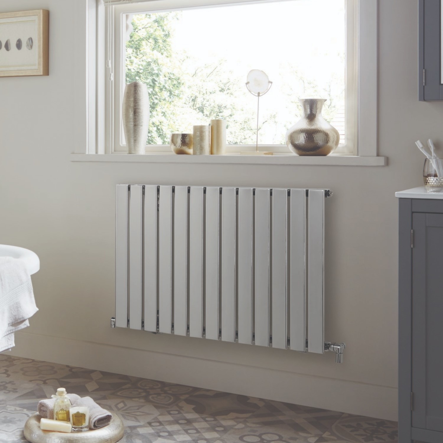 Flat Mount Radiator Chrome Vertical Flat Panel Radiator 600 x 1030mm - Better Bathrooms