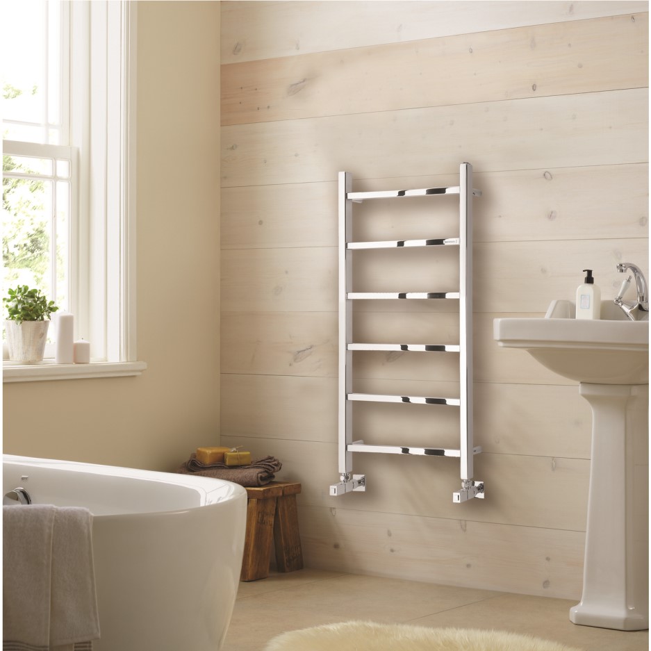Polished Stainless Steel Vertical Bathroom Towel Radiator 800 x 500mm