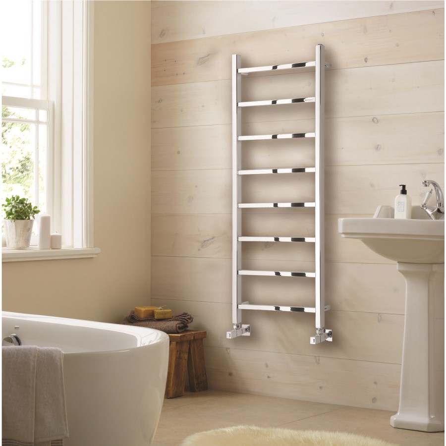 Diva Polished Stainless Steel Heated Towel Rail - 1200 x 500mm