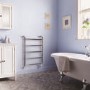 Polished Stainless Steel Vertical Bathroom Towel Radiator with Curved Side Rails 55W - 700 x 600mm -