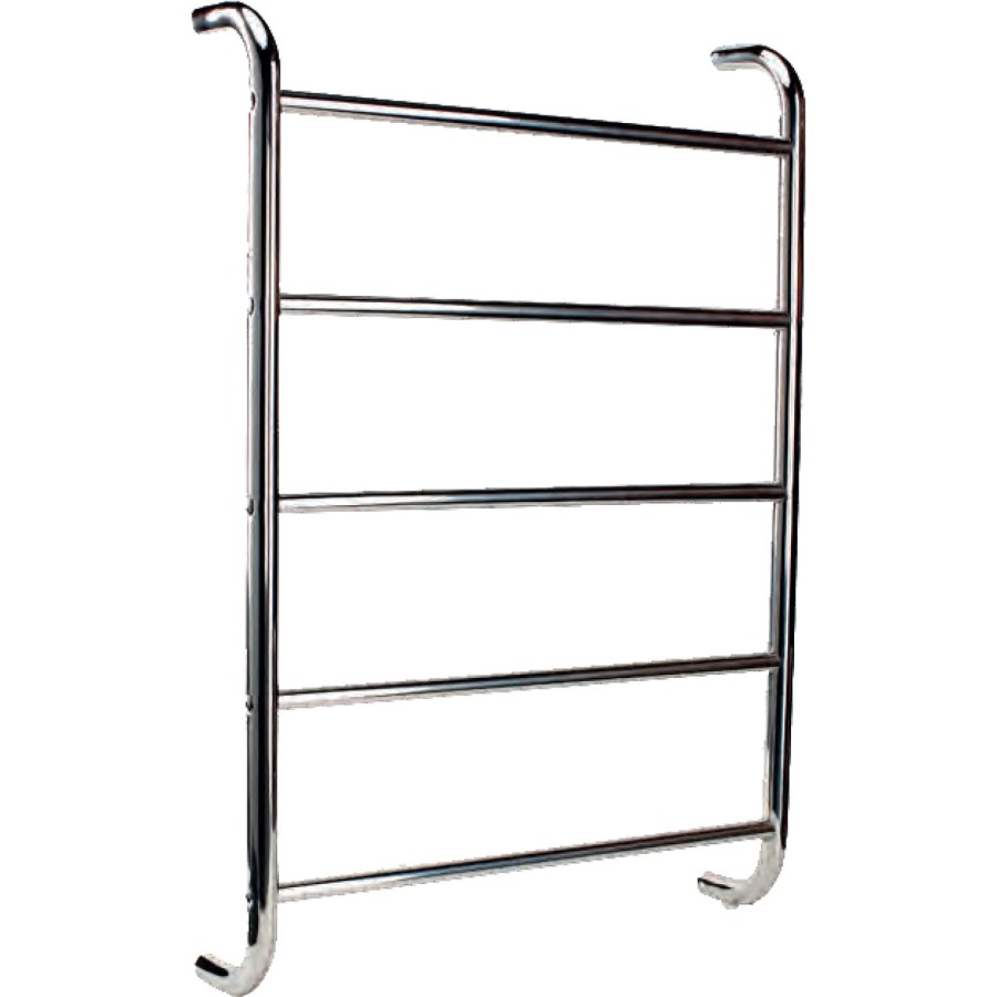 Polished Stainless Steel Vertical Bathroom Towel Radiator with Curved Side Rails 55W - 700 x 600mm -