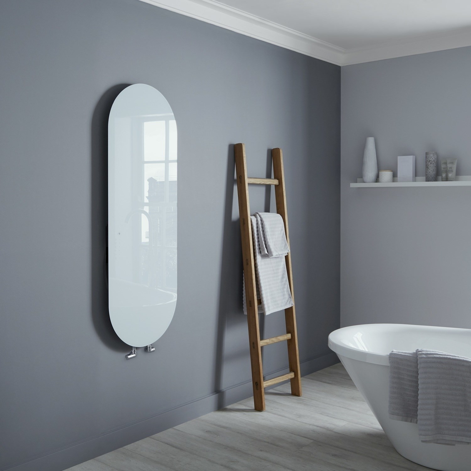 White Vertical Glass Radiator - 1380 x 500mm - Better Bathrooms