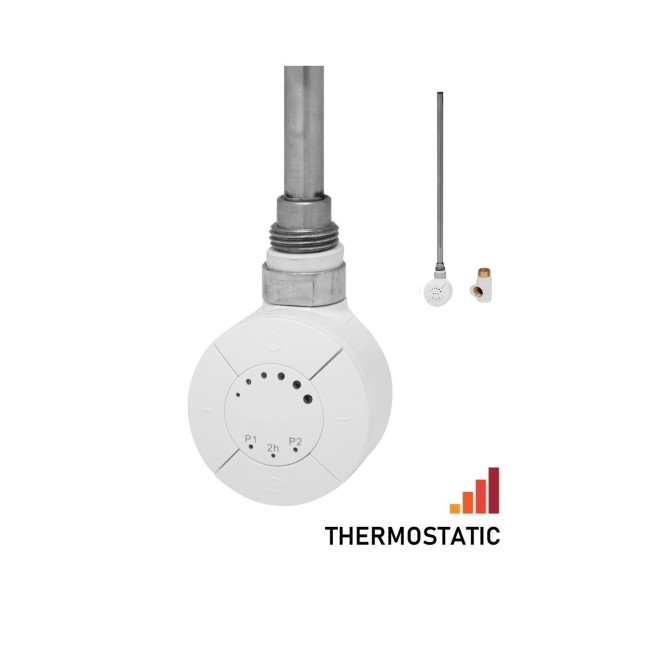 Thermostatic Towel Rail Element with Dual Fuel Kit - 100W - White