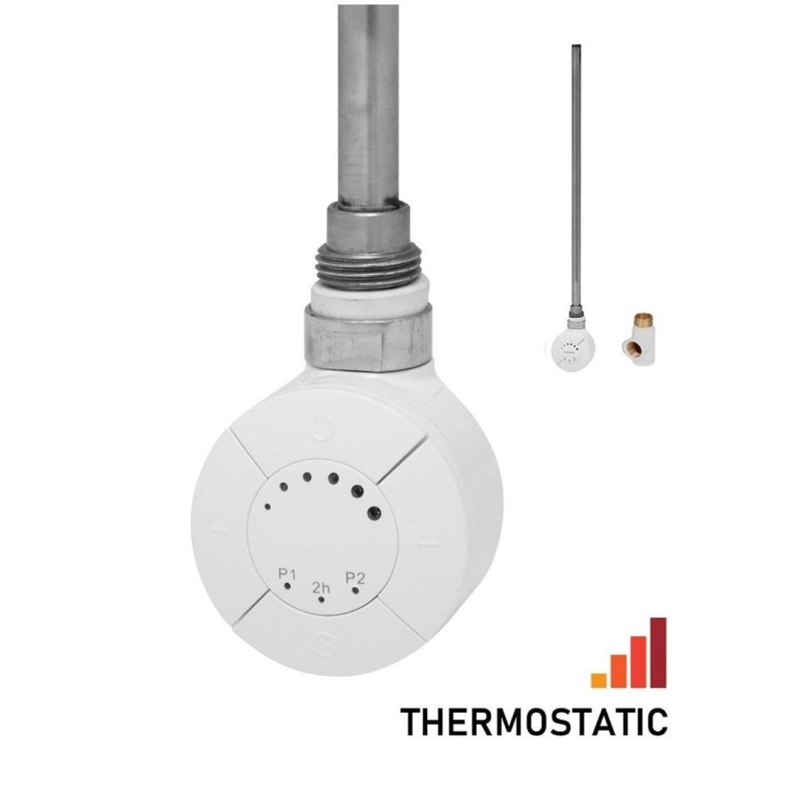 Thermostatic Towel Rail Element with Dual Fuel Kit 600W - White