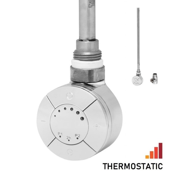 Thermostatic Towel Rail Element with Dual Fuel Kit 600W Chrome