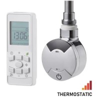 Timed Remote Control Thermostatic Towel Rail Element with Dual Fuel Kit 300W - Chrome