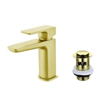 Brushed Brass Mono Basin Mixer Tap With Waste - Zana Brushed Brass Mono Basin Mixer Tap With Waste - Zana