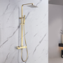 GRADE A1 - Brushed Brass Thermostatic Shower Mixer with Riser Rail Kit Cool Touch - Zana
