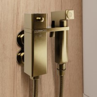 Brushed Brass Thermostatic Douche Shower / Bidet Shower Spray Kit - Zana