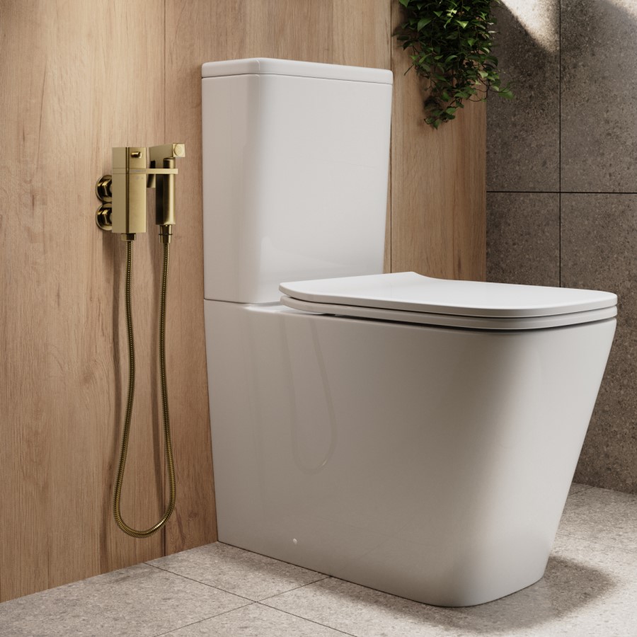 Brushed Brass Thermostatic Douche Shower / Bidet Shower Spray Kit - Zana