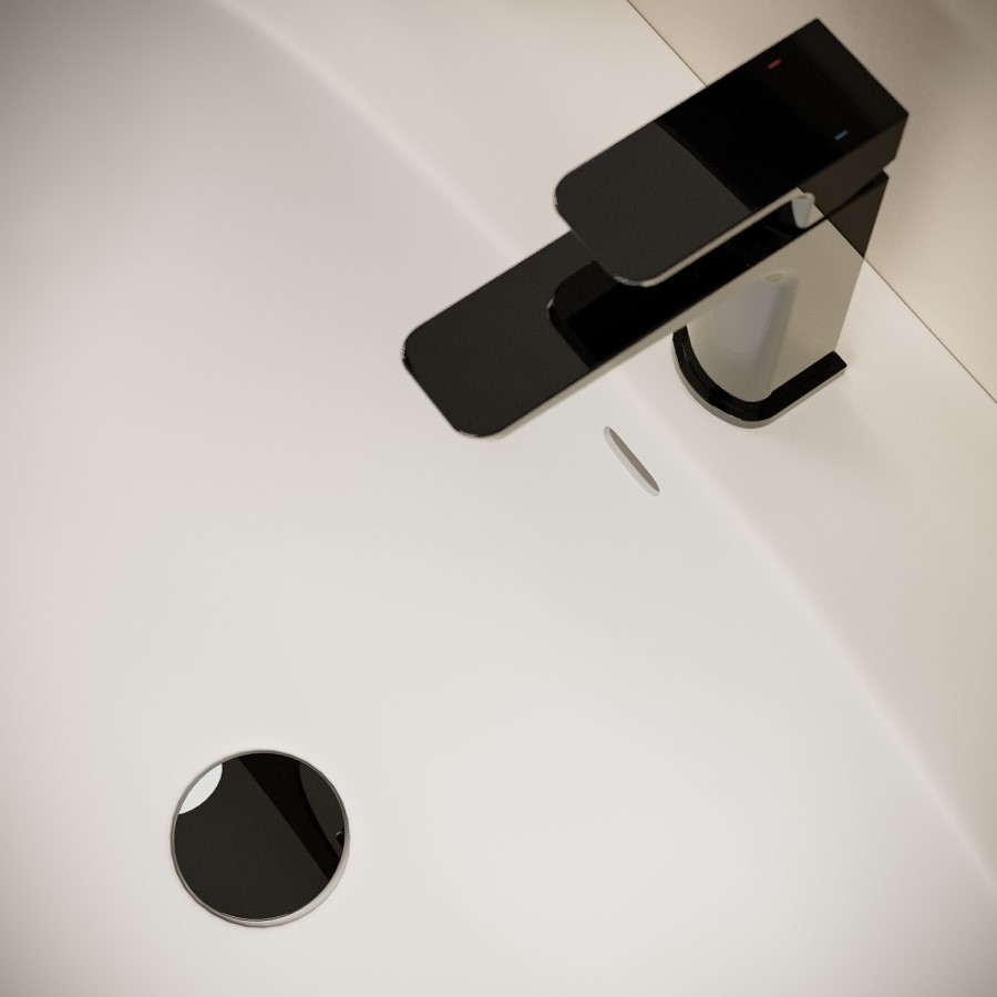 Black Chrome Mono Basin Mixer Tap with Slotted Basin Waste - Zana