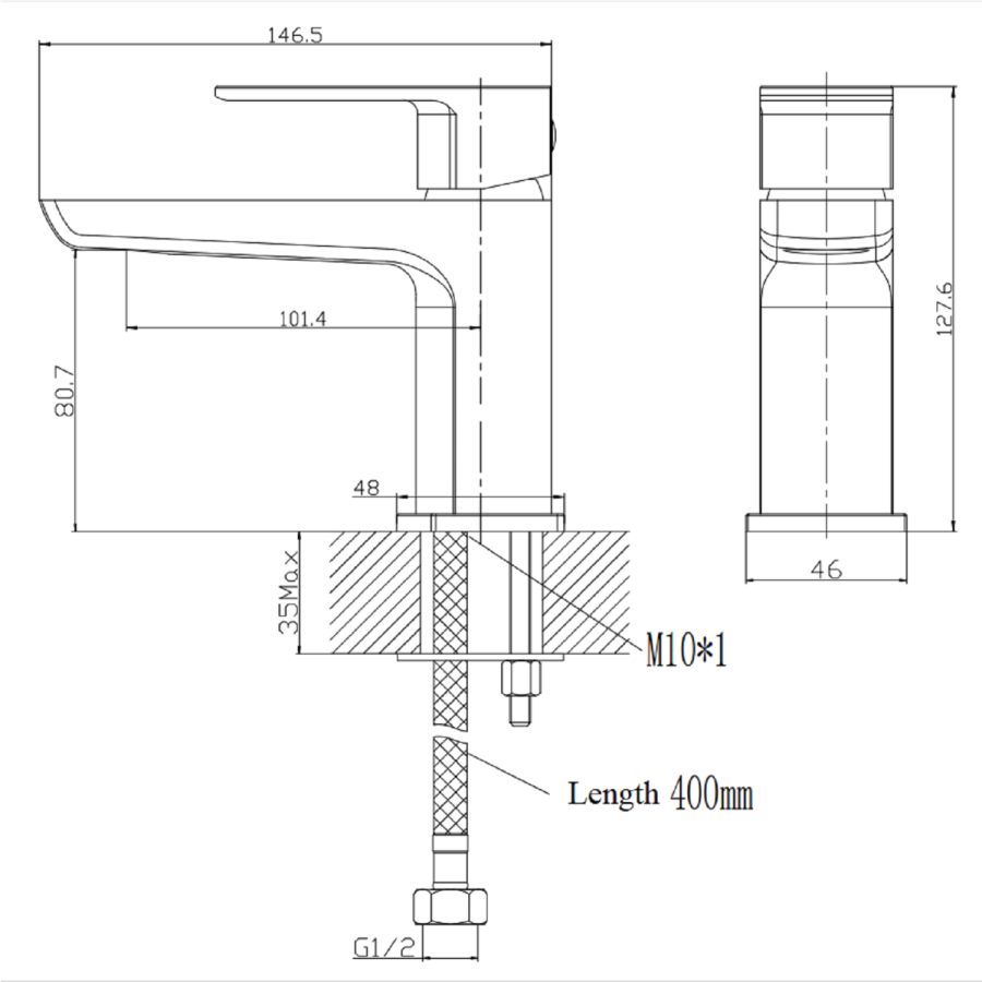 GRADE A1 - Chrome Cloakroom Mono Basin Mixer Tap With Waste - Zana