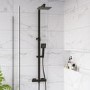 Black Thermostatic Bar Mixer Shower Set with Slide Rail Kit &  Hand Shower - Zana