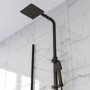 GRADE A1 - Black Thermostatic Mixer Shower with Square Overhead & Hand Shower - Zana