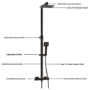 Black Thermostatic Bar Mixer Shower Set with Slide Rail Kit &  Hand Shower - Zana
