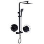 GRADE A1 - Black Thermostatic Mixer Shower with Square Overhead & Hand Shower - Zana