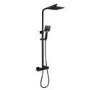 GRADE A2 - Black Thermostatic Mixer Shower with Square Overhead & Handset - Zana
