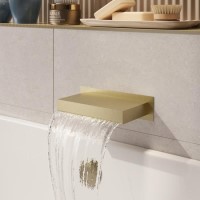 Brushed Brass Wall Mounted Waterfall Bath Filler Spout - Zanda
