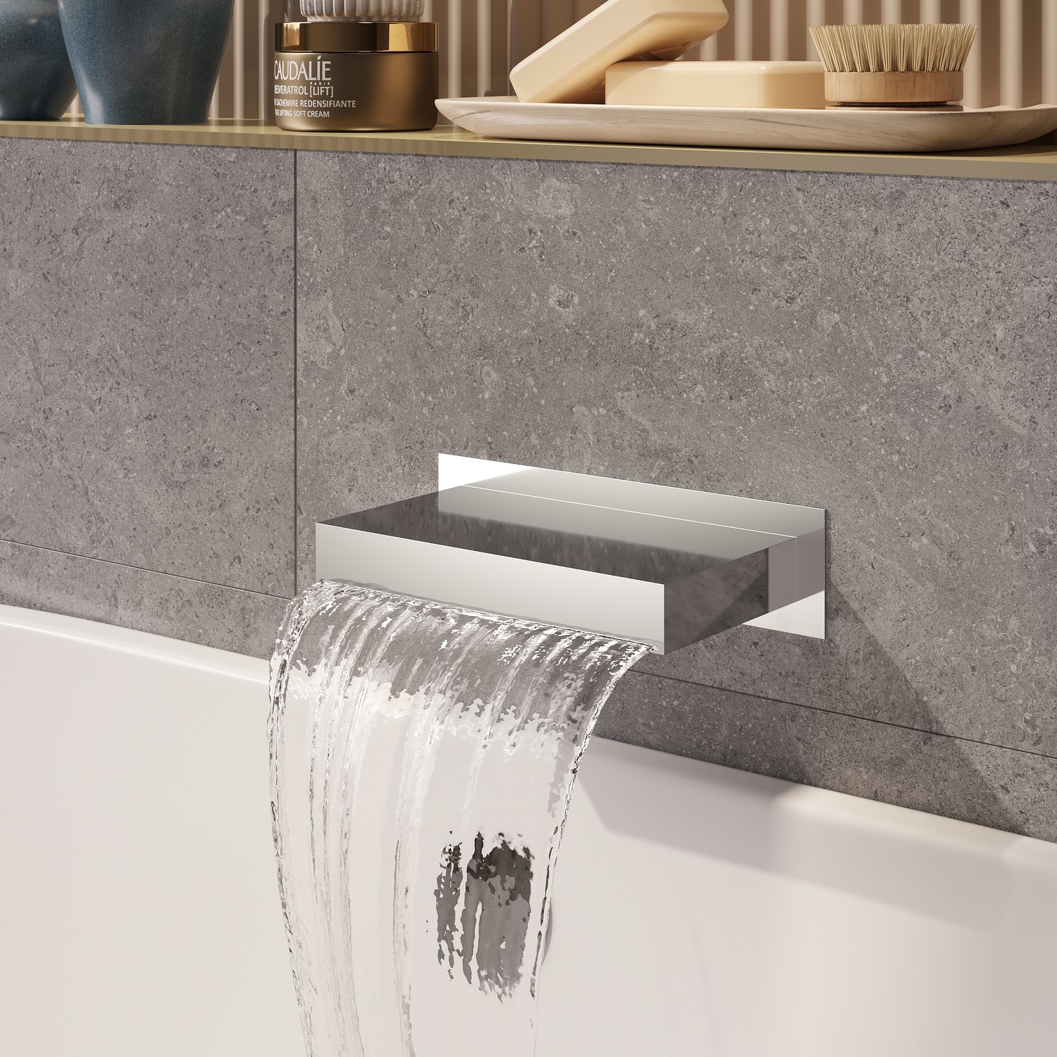 Zanda Chrome Wall Mounted Waterfall Bath Filler Spout
