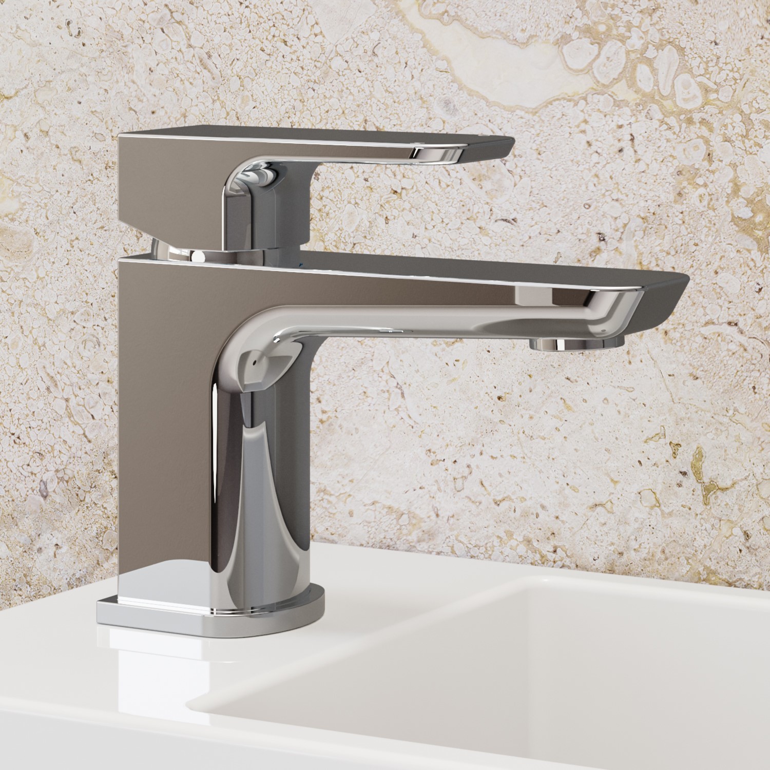 Valencia Modern Single Lever Basin Mixer Tap Inc. Waste - Chrome Valencia Modern Single Lever Basin Mixer Tap Inc. Waste - Chrome