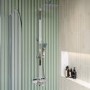 Chrome Square Thermostatic Bar Bath Mixer Shower Set with Bath Filler Spout Slide Rail Kit & Hand Shower - Zana