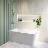 ONLY OPENED - Chrome Square Thermostatic Bar Bath Mixer Shower Set with Slide Rail Kit & Hand Shower - Zana