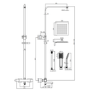 Chrome Square Thermostatic Bar Bath Mixer Shower Set with Bath Filler Spout Slide Rail Kit & Hand Shower - Zana