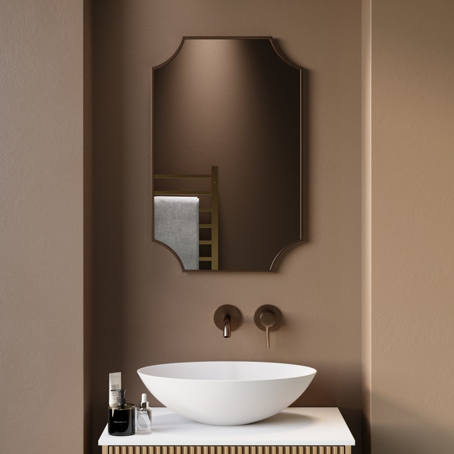 Traditional Bronze Backlit Heated Bathroom Mirror with Lights 500 x 750mm - Zeus