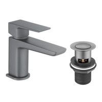 Gunmetal Cloakroom Mono Basin Mixer Tap With Waste - Zana