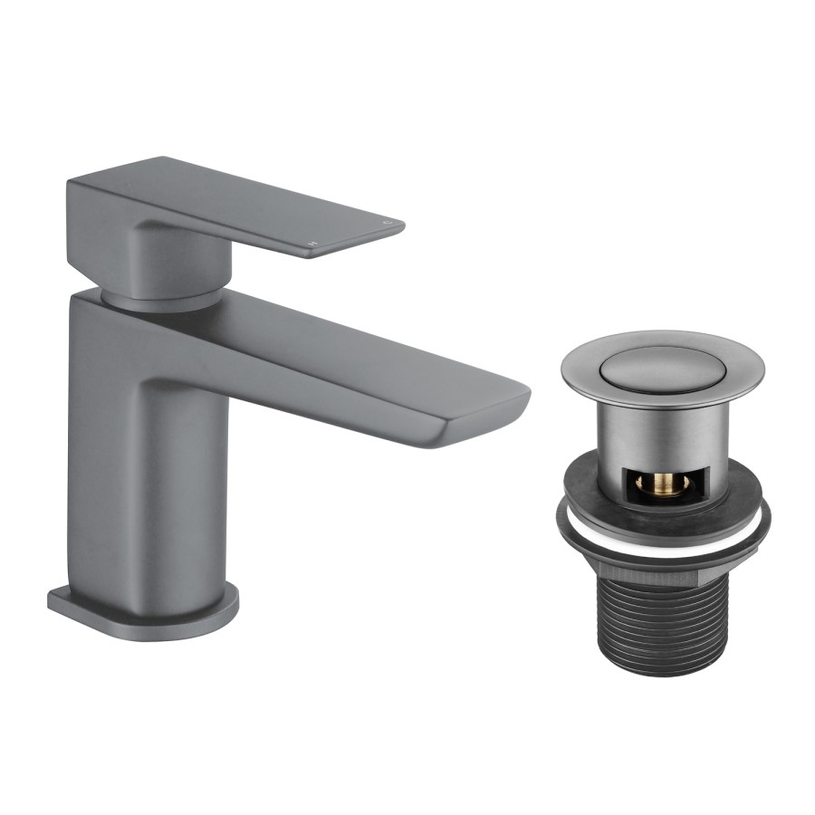 Gunmetal Cloakroom Mono Basin Mixer Tap With Waste - Zana