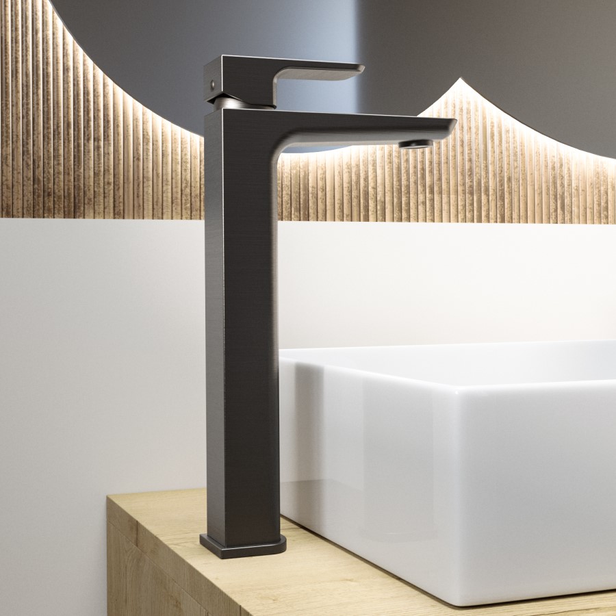 Gunmetal Tall Mono Basin Mixer Tap - Zana