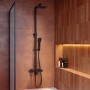 Black Square Thermostatic Bar Bath Mixer Shower Set with Bath Filler Spout  Slide Rail Kit & Hand Shower - Zana