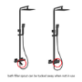 Black Square Thermostatic Bar Bath Mixer Shower Set with Bath Filler Spout  Slide Rail Kit & Hand Shower - Zana