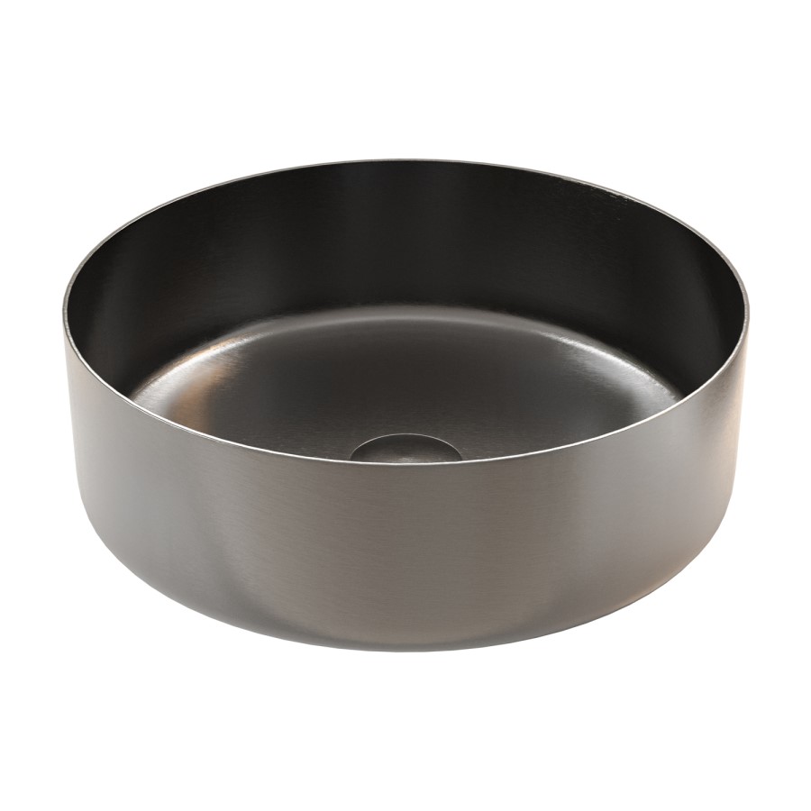 Stainless Steel Gunmetal Round Countertop Basin 400mm - Zorah