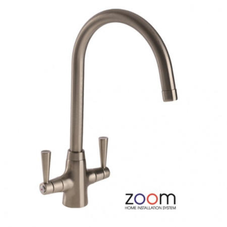 Zoom ZP1004 Bellagio Twin Lever Monobloc Brushed Nickel Tap