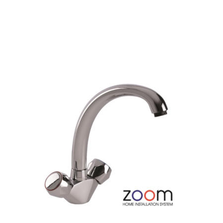 Zoom ZP1022 Milano Twin Lever Monobloc Chrome Tap