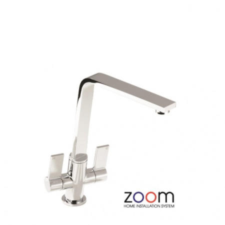 Zoom ZP1069 Linear Flair Twin Lever Monobloc Chrome Tap
