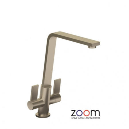 Zoom ZP1070 Linear Flair Twin Lever Monobloc Brushed Nickel Tap