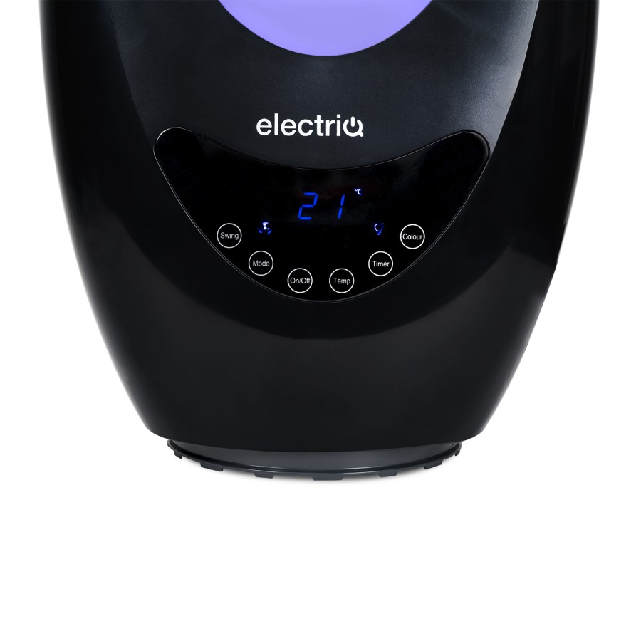 electriQ 2000W Bladeless Hot + Cold Fan Heater with Mood Light - Black