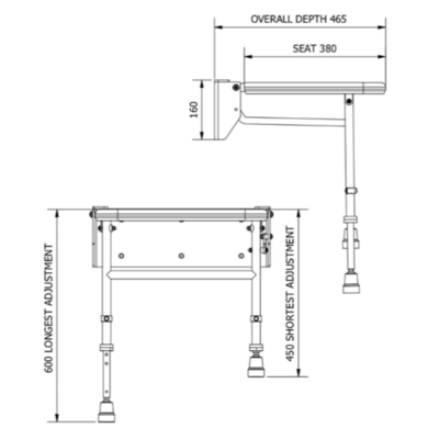 White Wall Mounted Folding Shower Seat Nymas