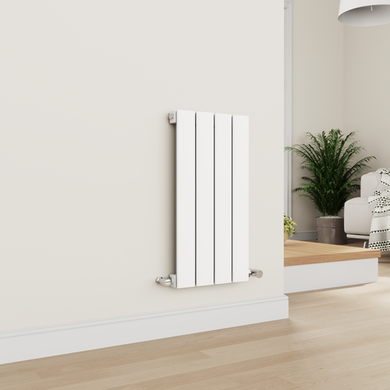 ELEGANT Horizontal Radiator Single Flat Panel 600x988mm Designer White Radiator With Angled Radiator Valves 52303157 - View #9