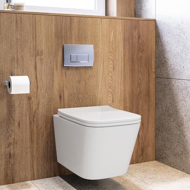 Wall Hung Toilet Soft Close Seat Pneumatic Chrome Flush Plate 820mm Frame & Cistern