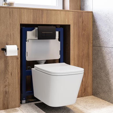Wall Hung Toilet Soft Close Seat Pneumatic Flush Plate 820mm Frame & Cistern