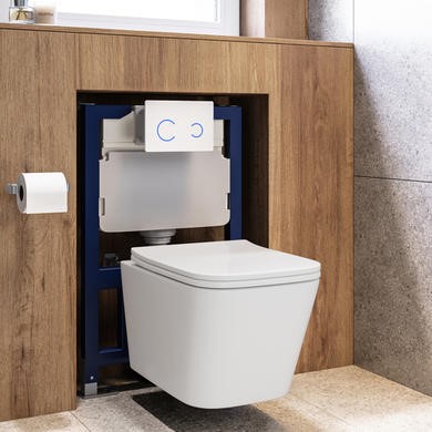 Wall Hung Toilet Soft Close Seat Glass Sensor Flush Plate 820mm Frame & Cistern