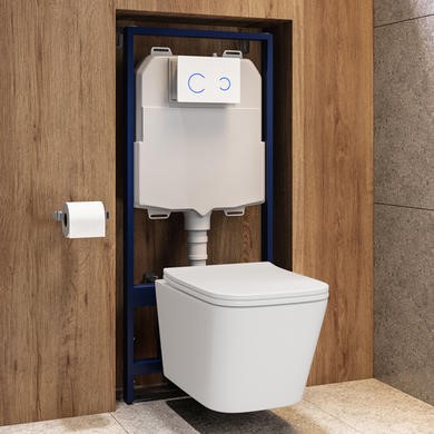 Wall Hung Toilet Soft Close Seat Glass Sensor Flush Plate 1168mm Frame & Cistern