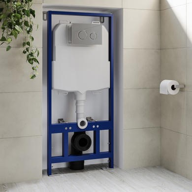 1168mm Wall Hung Toilet Frame & Chrome Mechanical Dual Flush Plate Concealed Cistern