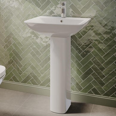 550mm Full Pedestal Basin 1 Tap Hole