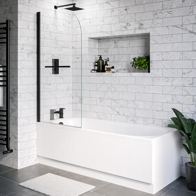 Single Ended Shower Bath Front Panel & Bath Screen Towel Rail 1700 x 700mm