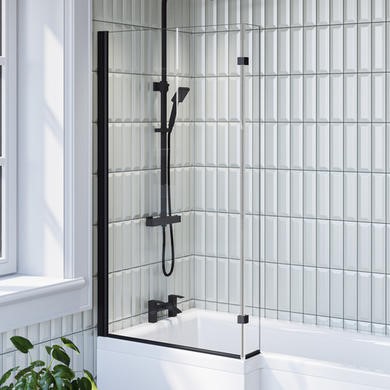 L Shaped Shower Bath Front Panel & Bath Screen Left Hand 1500 x 850mm